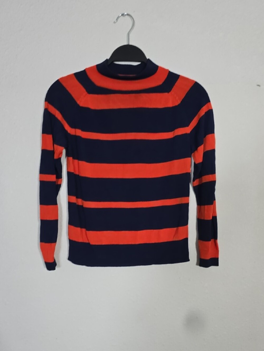 KULE Navy and Orange Striped Turtleneck Sweater Size XS